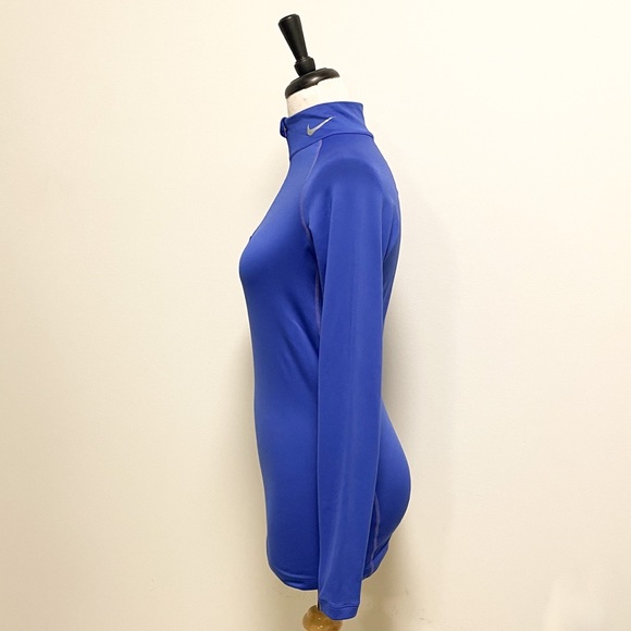 Nike Pro Combat Blue Dri Fit Fitted Long Sleeve Womens Medium Stretch 1/4 Zip - Picture 5 of 9